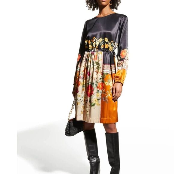 JOHNNY WAS LUCA FERN SILK PRINTED DRESS